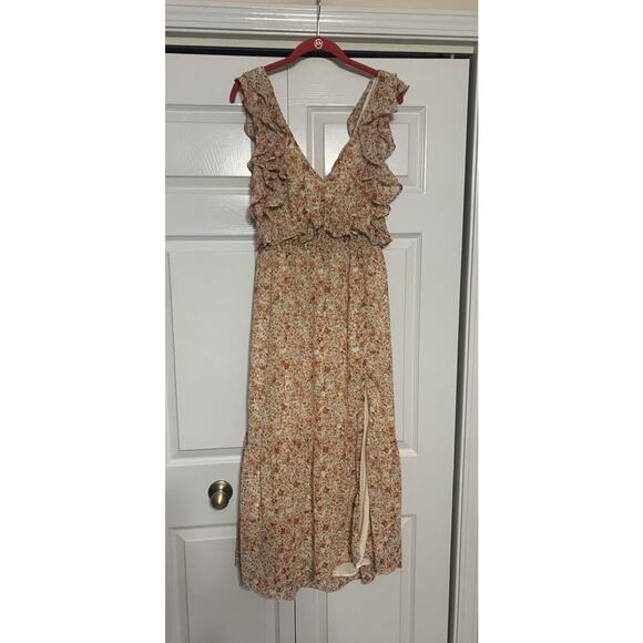 ASTR The Label Tie Open Back Floral Baby Doll Midi Dress Fairy Cottage Core L - Picture 4 of 12